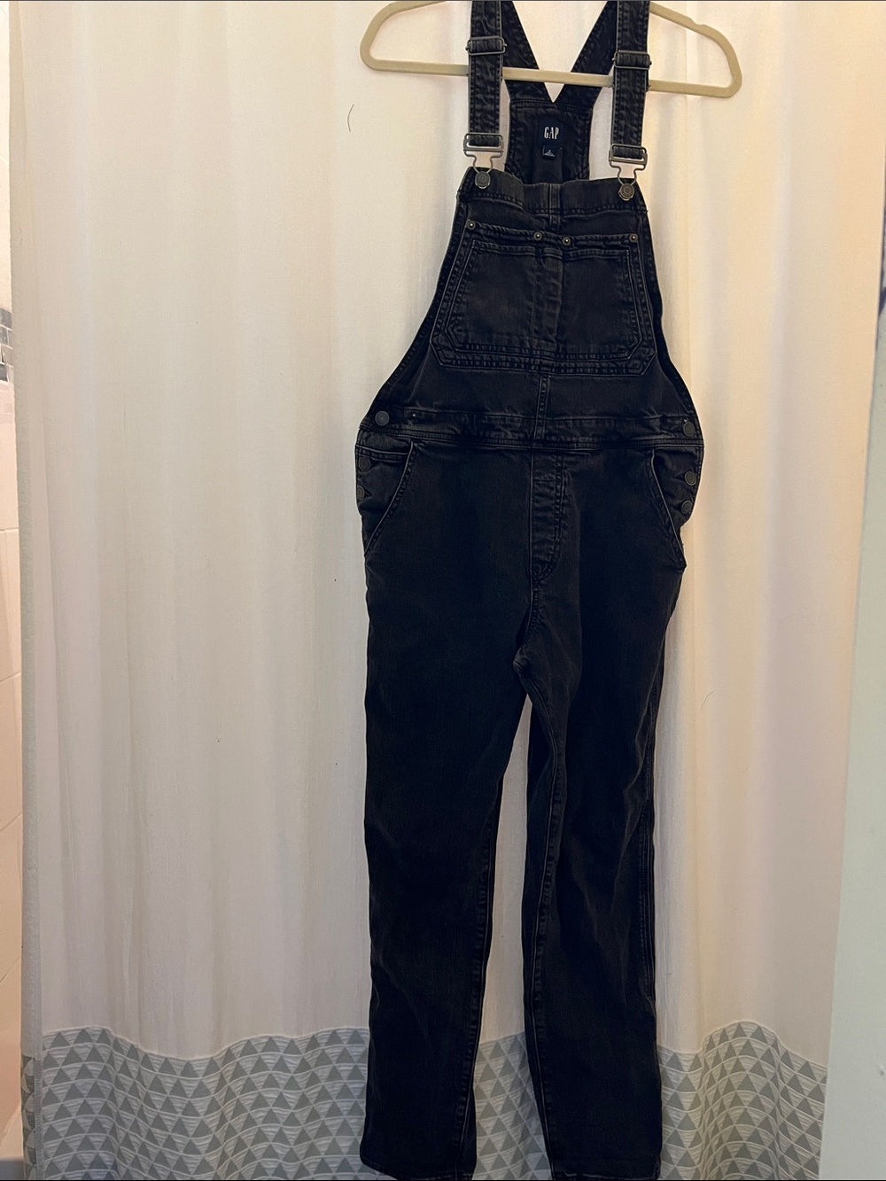 GAP Distressed Black Overalls Size Medium Tall